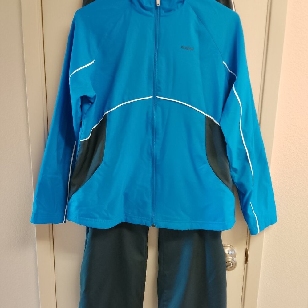 Women's Vintage 90's Reebok Wind Tracksuit Black & Blue Size Medium